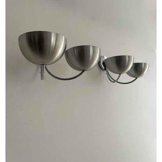 Image 1 of Paire d'appliques vintage en aluminium brossé, France 1970