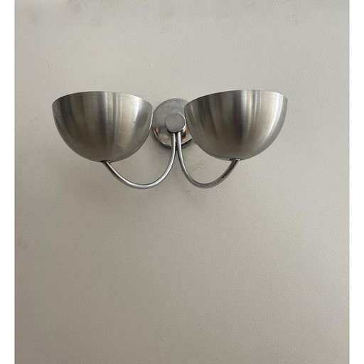 Paire d'appliques vintage en aluminium brossé, France 1970