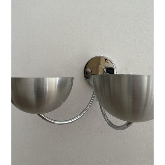 Image 1 of Paire d'appliques vintage en aluminium brossé, France 1970