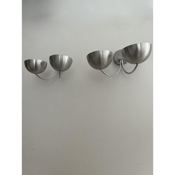 Image 1 of Paire d'appliques vintage en aluminium brossé, France 1970