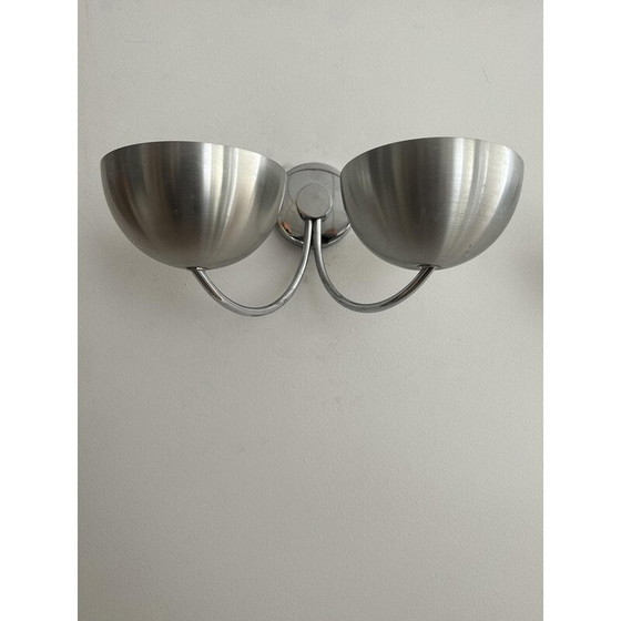 Image 1 of Paire d'appliques vintage en aluminium brossé, France 1970