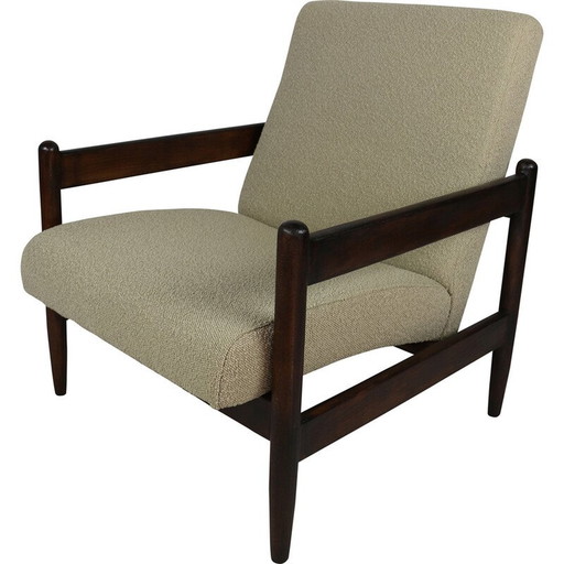 Fauteuil vintage en bouclé beige