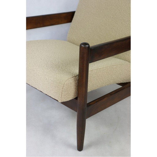 Fauteuil vintage en bouclé beige