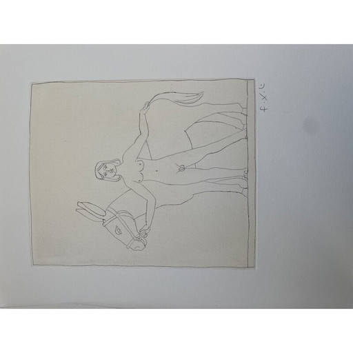 Peinture vintage "l'âne" sur papier de François Xavier Lalanne, 2002s