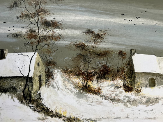 Image 1 of Lithographie Fabrice - Paysage d'hiver