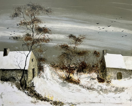 Lithographie Fabrice - Paysage d'hiver