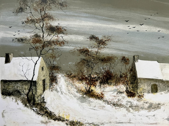 Image 1 of Lithographie Fabrice - Paysage d'hiver