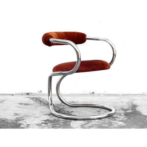 Ensemble de 4 fauteuils en cuir vintage par Rudi Bonzanini pour Tecnosalotto Mantova, Italie 1970