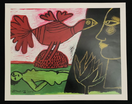 Image 1 of Lithographie couleur offset autorisée, signée, de haute qualité, à tirage limité : "Memoire De Cuba, Red Bird, 2000".