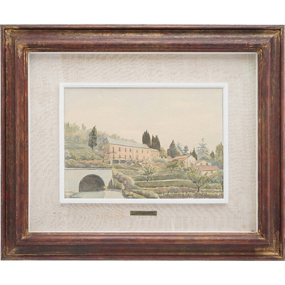 Image 1 of Aquarelle vintage "Liguria" par Giacomo Maganzini, 1970