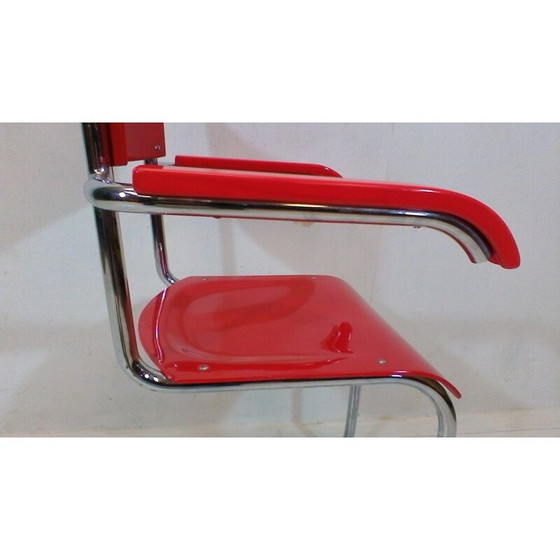 Image 1 of Ensemble de bureau vintage rouge peint avec du vernis durci závody par Robert Slezák, 1930