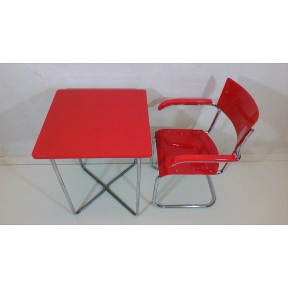 Image 1 of Ensemble de bureau vintage rouge peint avec du vernis durci závody par Robert Slezák, 1930