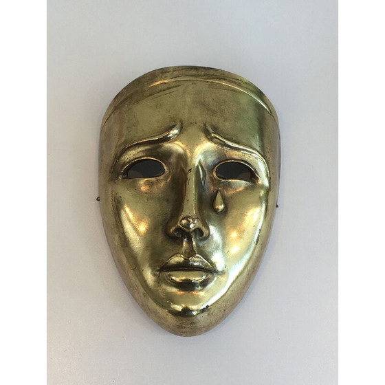 Image 1 of Masque vintage en céramique dorée, Portugal 1970