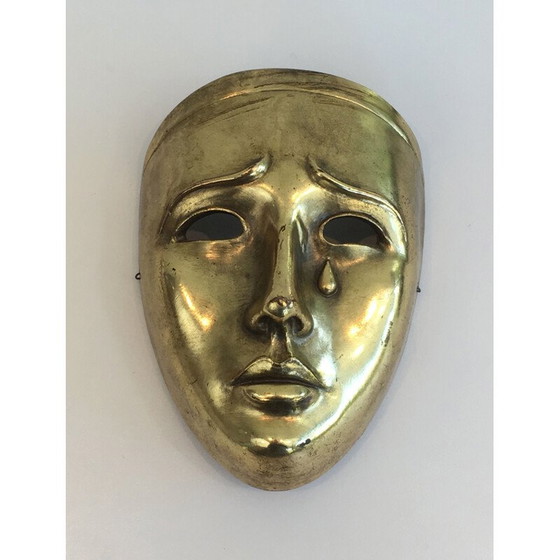 Image 1 of Masque vintage en céramique dorée, Portugal 1970