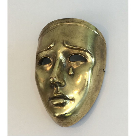 Image 1 of Masque vintage en céramique dorée, Portugal 1970