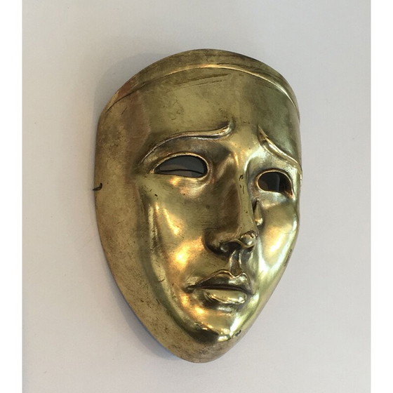 Image 1 of Masque vintage en céramique dorée, Portugal 1970