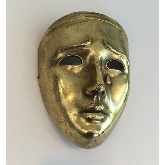 Image 1 of Masque vintage en céramique dorée, Portugal 1970
