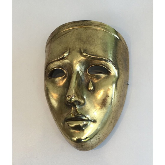 Image 1 of Masque vintage en céramique dorée, Portugal 1970