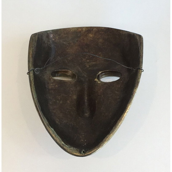 Image 1 of Masque vintage en céramique dorée, Portugal 1970
