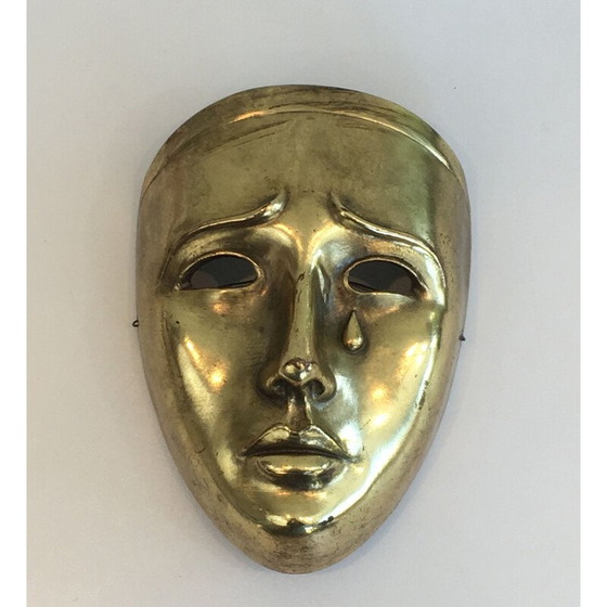 Image 1 of Masque vintage en céramique dorée, Portugal 1970
