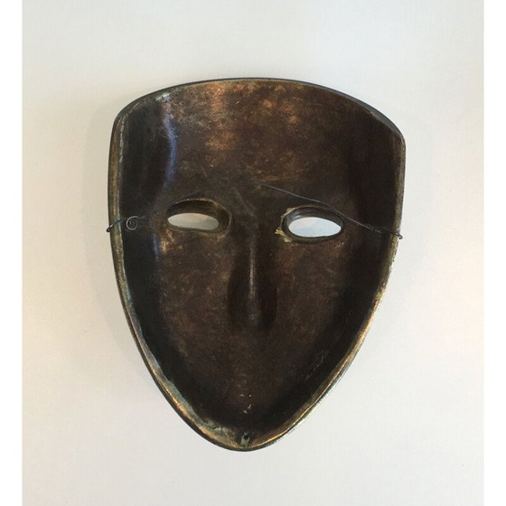 Image 1 of Masque vintage en céramique dorée, Portugal 1970