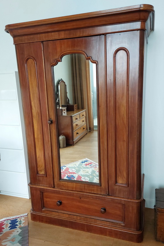 Image 1 of Classic Antique Wooden Hall Cupboard Hanging Cupboard Wardrobe Cupboard With Bottom Drawer