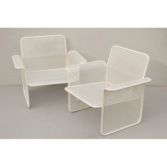 Image 1 of Paire de fauteuils vintage en métal perforé par Talin Vincenza, 1982