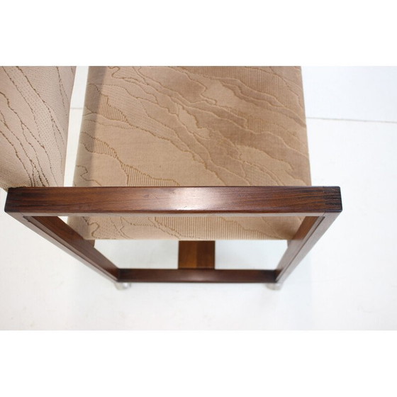 Image 1 of Paire de fauteuils vintage en bois de hêtre et tissu sur roulettes, Tchécoslovaquie 1980