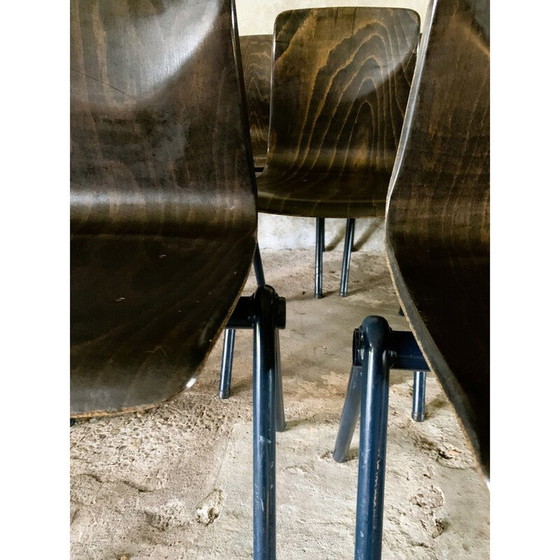 Image 1 of Ensemble de 12 chaises vintage modèle S30 en métal et bois pressé par Galvanitas pour Pagholz et Thurop SA