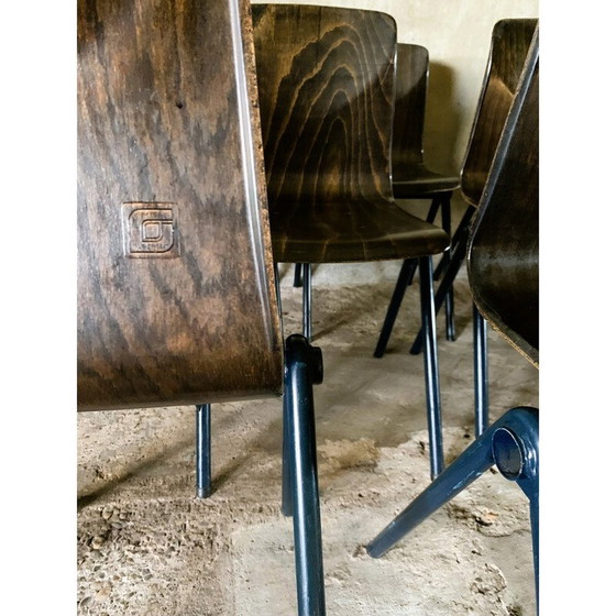 Image 1 of Ensemble de 12 chaises vintage modèle S30 en métal et bois pressé par Galvanitas pour Pagholz et Thurop SA