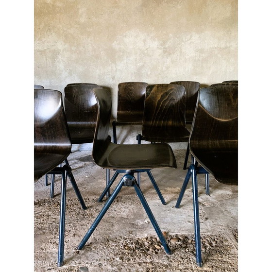 Image 1 of Ensemble de 12 chaises vintage modèle S30 en métal et bois pressé par Galvanitas pour Pagholz et Thurop SA