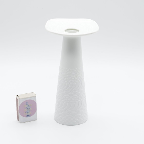 Image 1 of Rare Manfred Frey Ak Kaiser Bisque Porcelaine Nature Relief Op Art Vase Duo Mcm