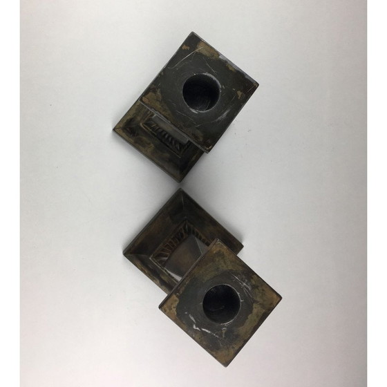 Image 1 of Paire de chandeliers en métal disco danois vintage par Just Andersen, années 1950