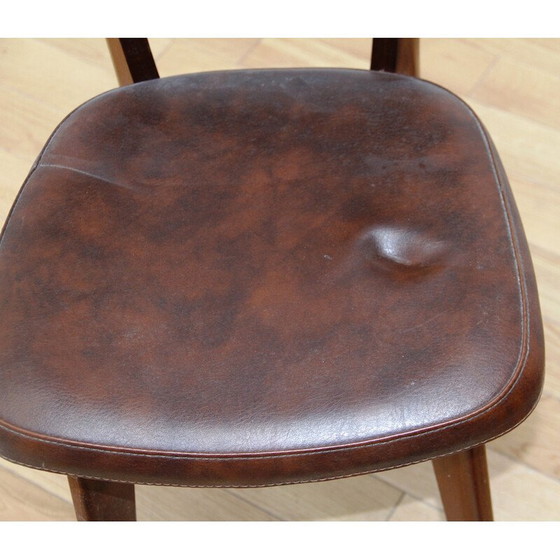 Image 1 of Chaise vintage en cuir et bois
