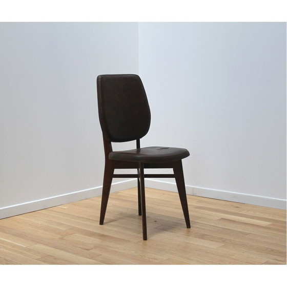 Image 1 of Chaise vintage en cuir et bois