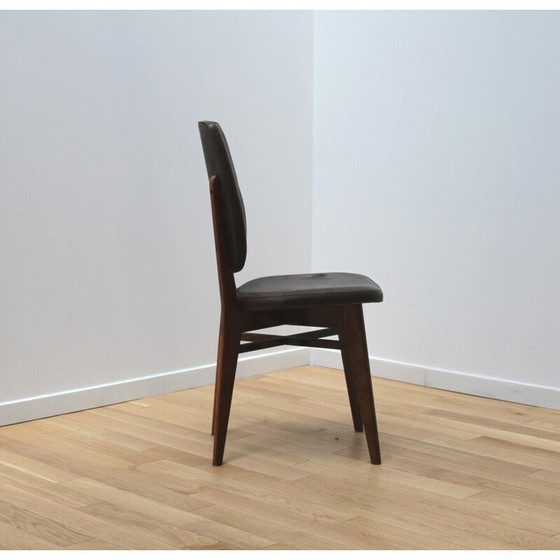 Image 1 of Chaise vintage en cuir et bois