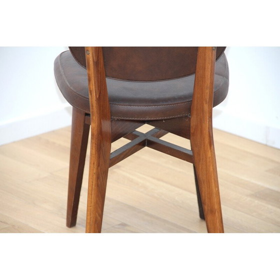 Image 1 of Chaise vintage en cuir et bois