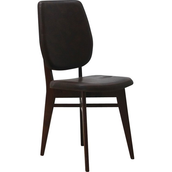 Image 1 of Chaise vintage en cuir et bois