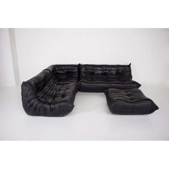 Image 1 of Ensemble de salon Togo en cuir noir pour Ligne Roset, 1970