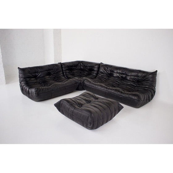 Image 1 of Ensemble de salon Togo en cuir noir pour Ligne Roset, 1970