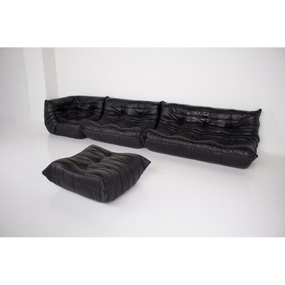 Image 1 of Ensemble de salon Togo en cuir noir pour Ligne Roset, 1970