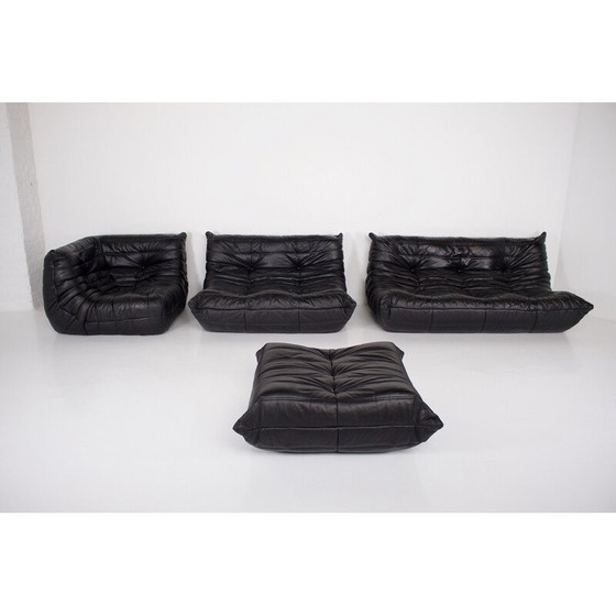 Image 1 of Ensemble de salon Togo en cuir noir pour Ligne Roset, 1970