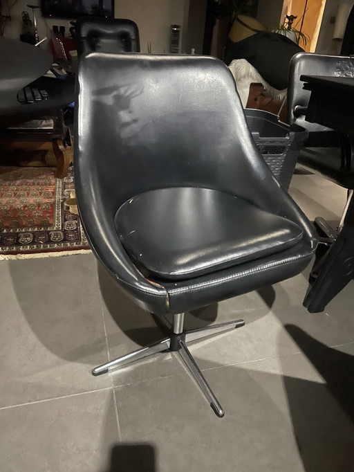 Fauteuils pivotants vintage en cuir