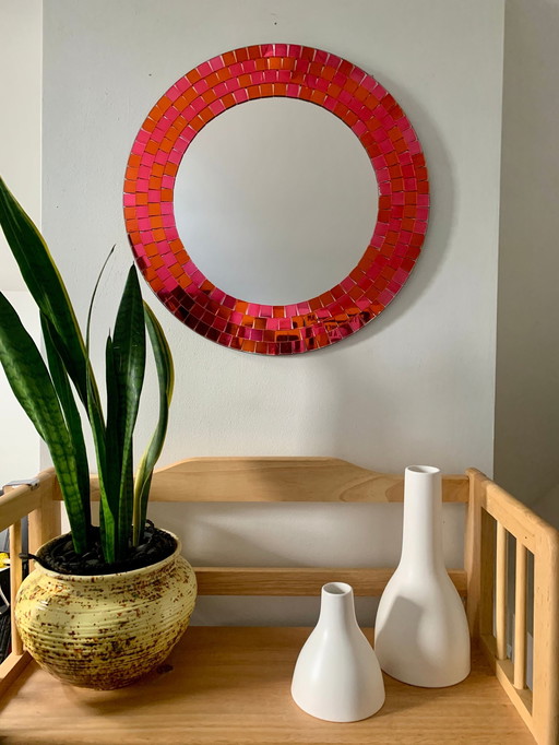 Miroir mosaïque rond Ikea des années 1990.