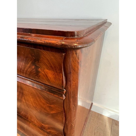 Image 1 of Commode vintage en acajou flammé à 3 tiroirs, France 1820