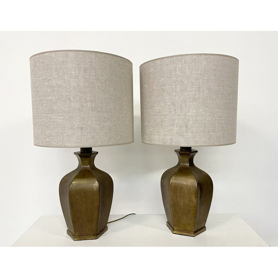 Image 1 of Paire de lampes de table vintage en bronze