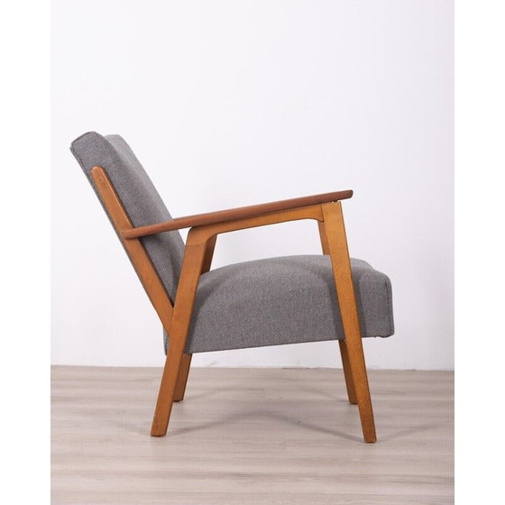 Image 1 of Fauteuil vintage en teck, tissu et bois de hêtre, années 1960