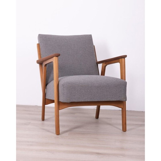 Image 1 of Fauteuil vintage en teck, tissu et bois de hêtre, années 1960