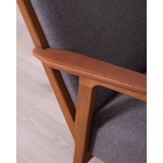 Image 1 of Fauteuil vintage en teck, tissu et bois de hêtre, années 1960