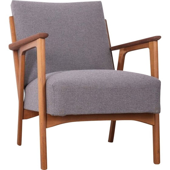Image 1 of Fauteuil vintage en teck, tissu et bois de hêtre, années 1960